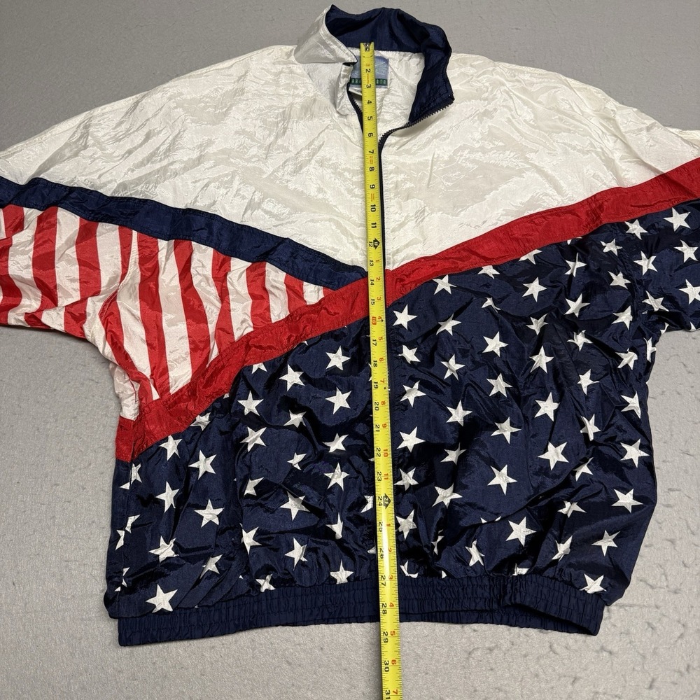 Vintage Solare Sporta Windbreaker Jacket American Flag Stars USA Mens XL Olympic - Picture 3 of 5